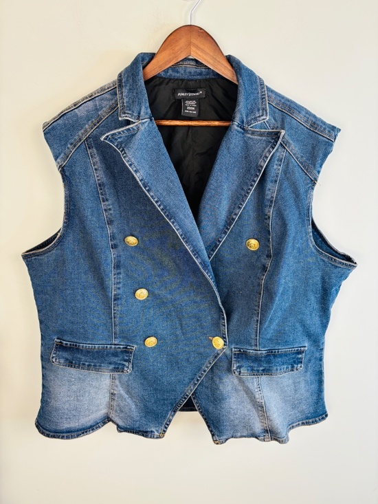 Ashley Stewart Jackets & Blazers - Ashley Stewart Doublebreatsed Denim Vest Size 22/24